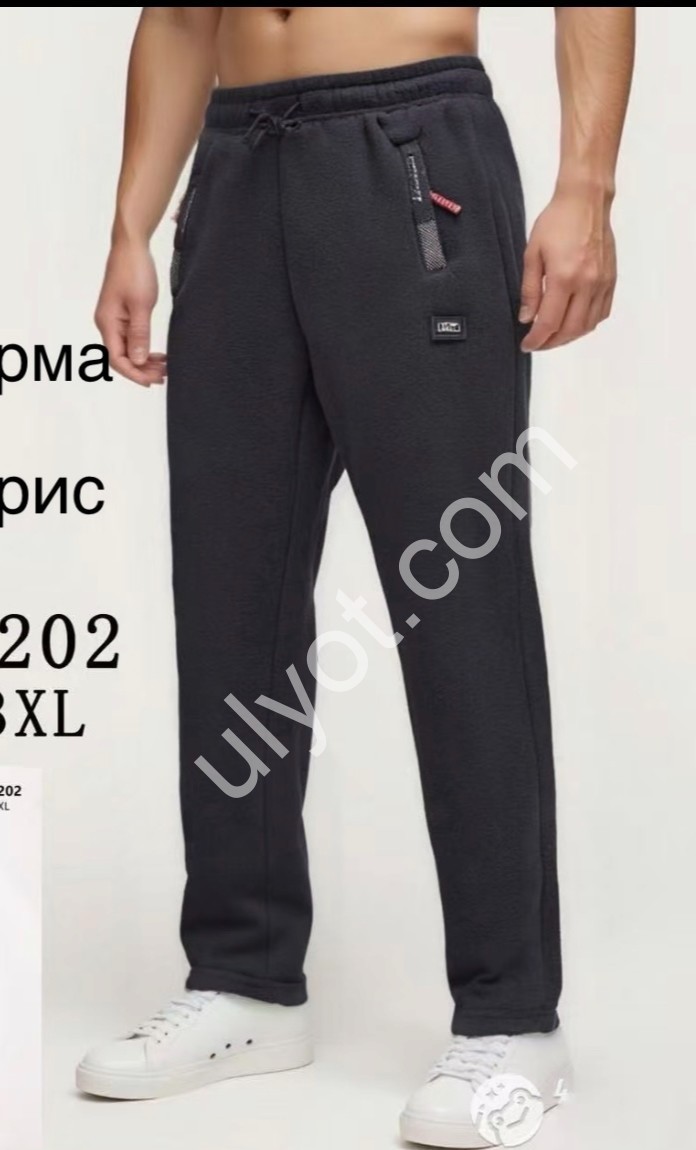 СПОРТ.ШТАНЫ (M-3XL) ФЛИС ПРЯМОЙ СИНИЙ 7202