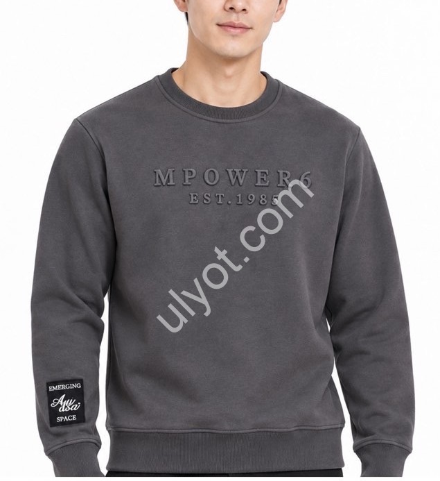 СВИТШОТ AUDSA (M-3XL) ФЛИС Т.СЕРЫЙ 276