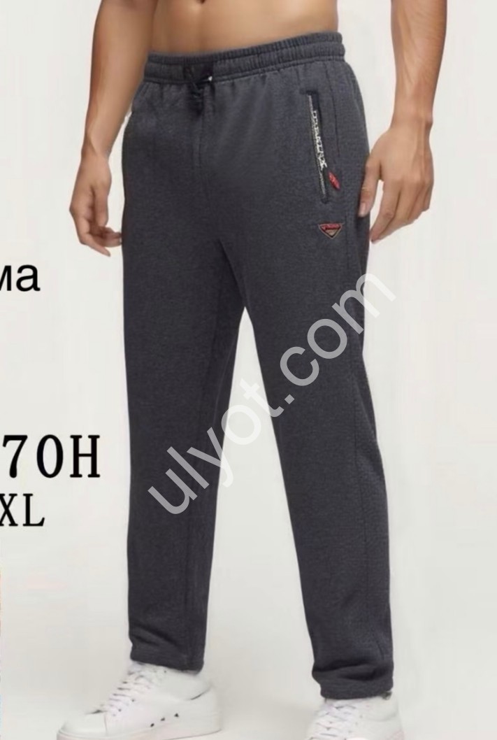 СПОРТ.ШТАНЫ (M-3XL) ФЛИС ПРЯМОЙ ЧЕРНЫЙ 2070