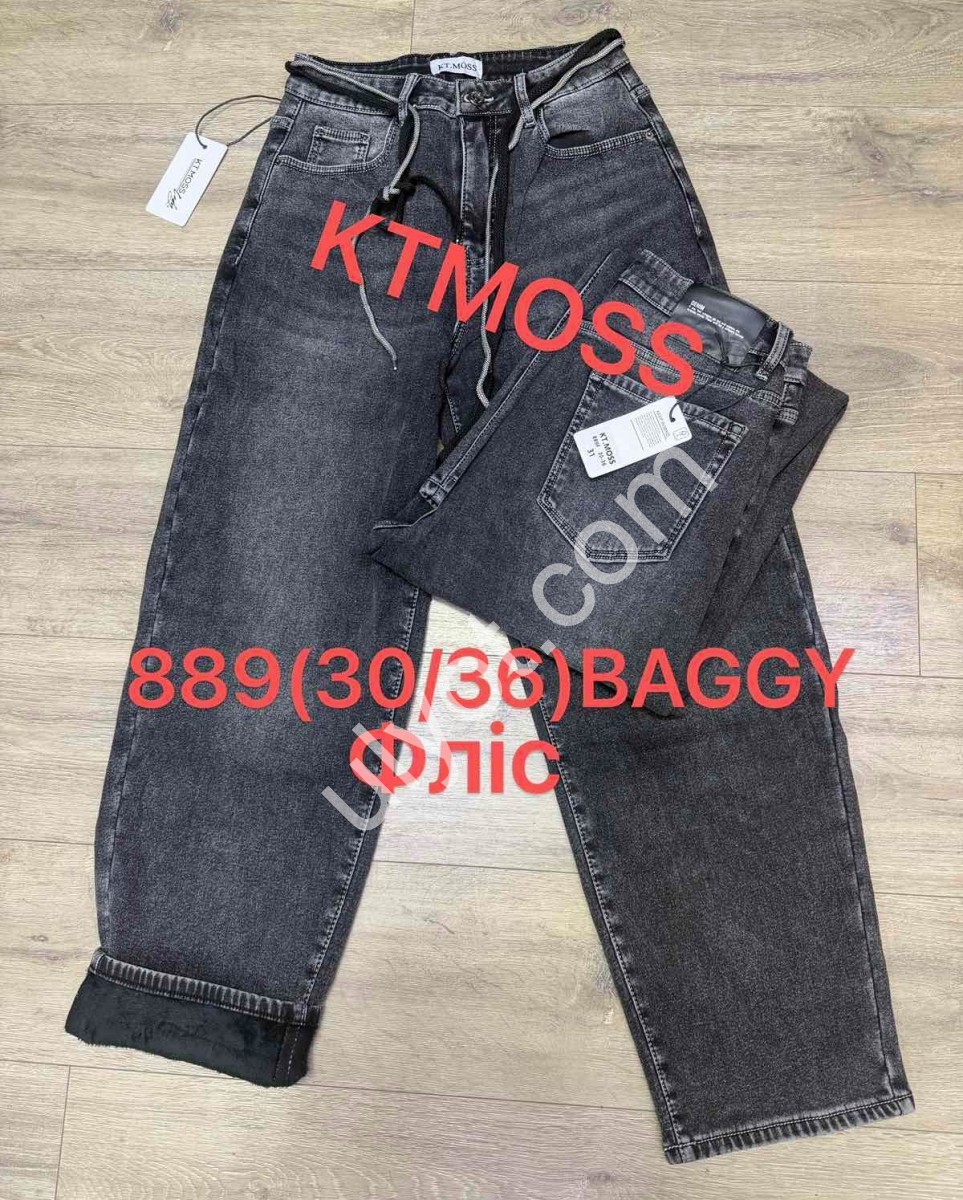 ДЖИНСЫ KT.MOSS (30-36) ФЛИС Т.СЕРЫЙ 889