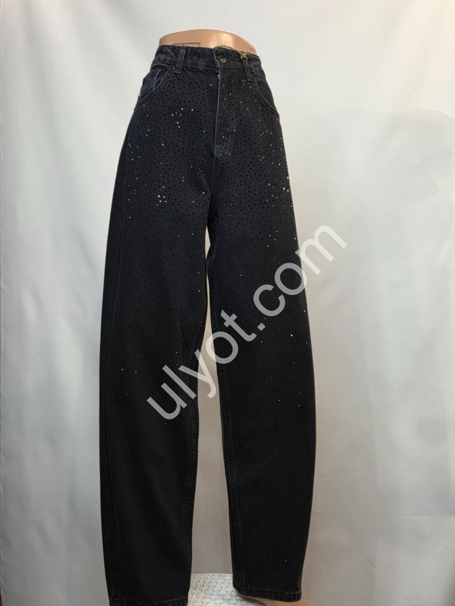 ДЖИНСЫ SASHA (26-31) КАМНИ ГРАФИТ 2320