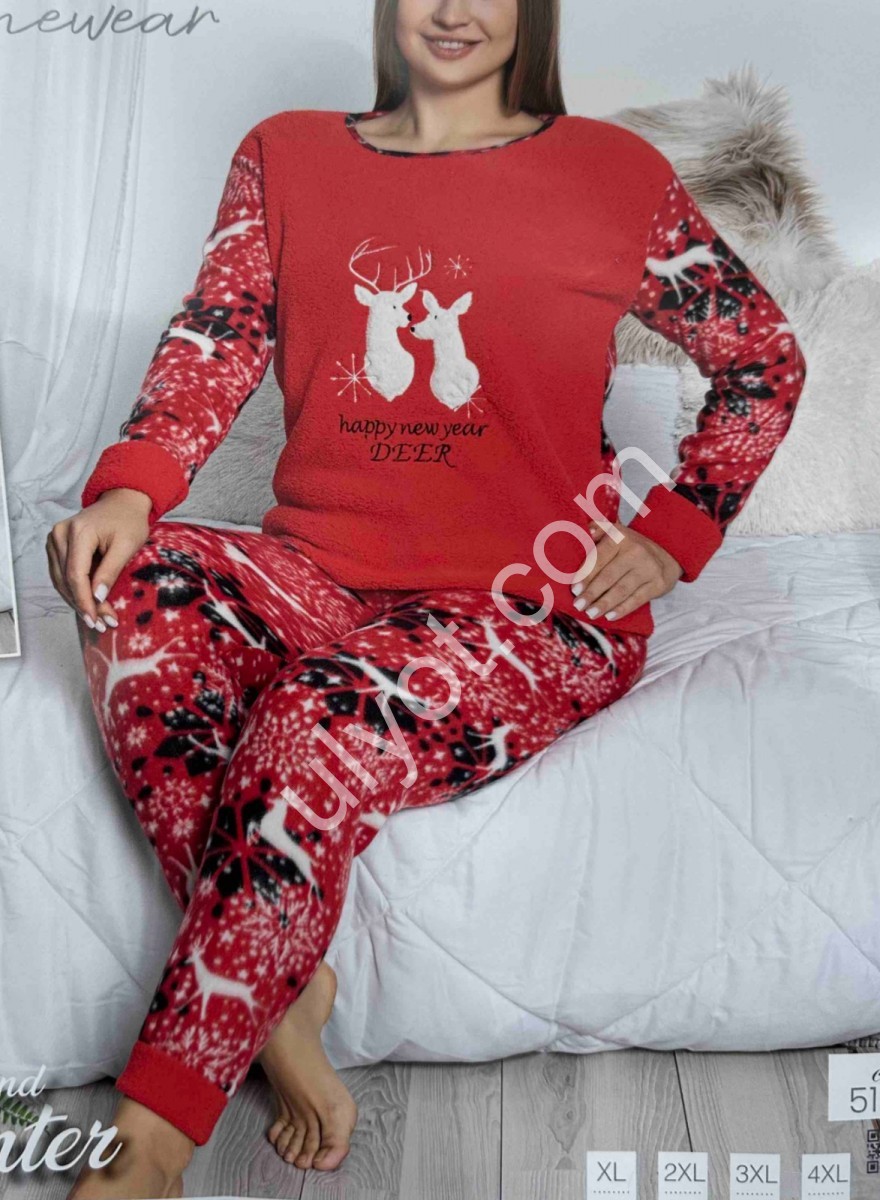 ПИЖАМА (XL-4XL) КРАСНЫЙ 5166