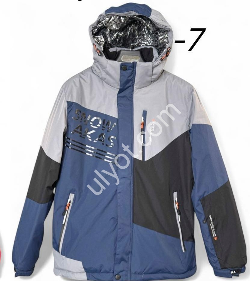 КУРТКА ТЕРМО (M-3XL) СЕРЫЙ+Т.СИНИЙ 23017-7