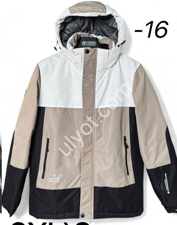 КУРТКА ТЕРМО (M-3XL) БЕЖ+ЧЕРНЫЙ 24059-16