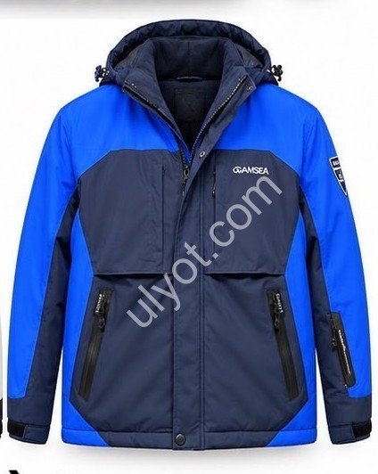 КУРТКА ТЕРМО (M-3XL) ЧОРНИЙ+СИНІЙ 24011